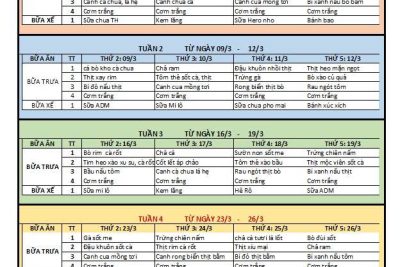 THÔNG BÁO THỰC ĐƠN BÁN TRÚ THÁNG 3/2026